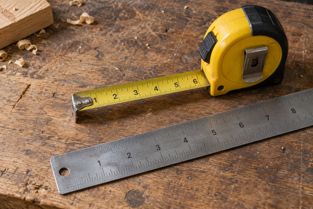 AI-generated editorial illustration of tape measure and ruler