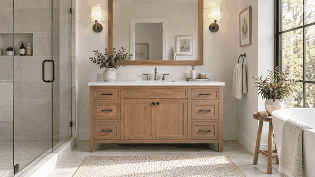 Bathroom vanity cabinet with sink and mirror